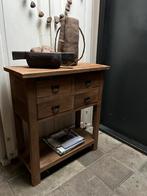 Oud houten side table, haltafel met lades sober,landelijk, Huis en Inrichting, Tafels | Sidetables, Ophalen, Zo goed als nieuw