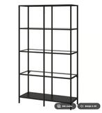 Ikea stellingkast - VITTSJÖ - zwart bruin glas - nieuwstaat, Ophalen, Zo goed als nieuw