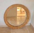 Mega xl grote vintage bamboe rotan midcentury ronde spiegel, Ophalen, Gebruikt, Rond, Minder dan 100 cm