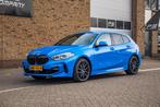 BMW 1-serie 118i EDE M Sport, Half Leder, Ambient, Keyless, 12 maanden, Gebruikt, Blauw, Leder en Stof