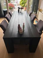 6 Mooie grijze eetkamerstoelen, Ophalen of Verzenden, Gebruikt, Grijs, Stof