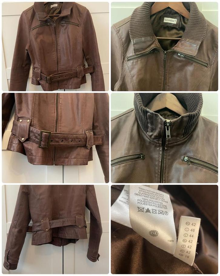 Bruine Leren Clockhouse Jas Maat 42, Kleding | Dames, Jassen | Zomer, Zo goed als nieuw, Maat 42/44 (L), Bruin, Ophalen of Verzenden