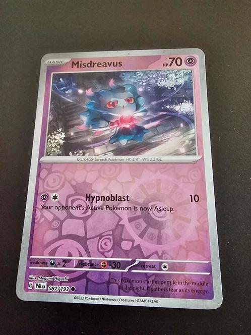 Pokémon kaart - Paldea Evolved - Misdreavus 87/193 reverse, Hobby en Vrije tijd, Verzamelkaartspellen | Pokémon, Nieuw, Losse kaart