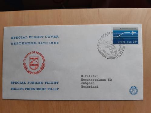 Jubileum vlucht Philips Fokker Friendship PH-LIP, 1966,€ 1,=, Postzegels en Munten, Brieven en Enveloppen | Nederland, Envelop