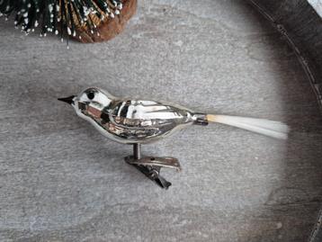 Vintage kerstbal vogel op clip zilver 542 beschikbaar voor biedingen