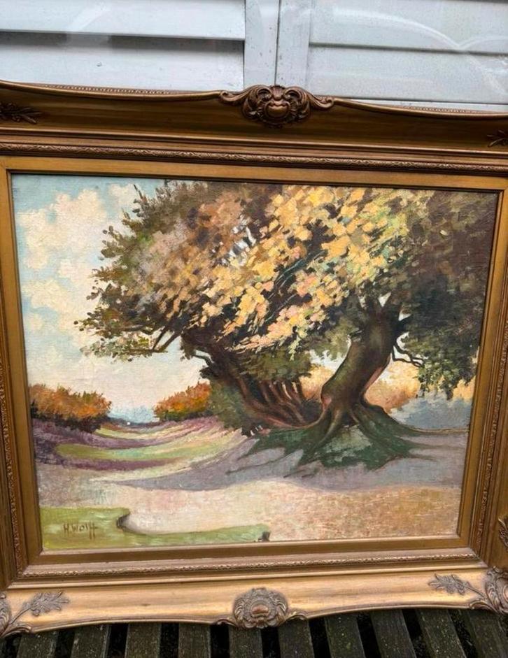 Oud groot gesigneerd schilderij in mooie lijst 80/70, Antiek en Kunst, Kunst | Schilderijen | Klassiek, Ophalen of Verzenden