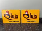 2 P. Sluis borden. Mengvoeders en ochtendvoer 38 x 29 cm., Ophalen of Verzenden, Gebruikt, Reclamebord