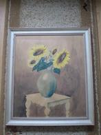 mooie aquarel met zonnebloemen 63/55 cm ingelijst, Antiek en Kunst, Ophalen of Verzenden