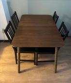 Eettafel walnootkleur (uitschuifbaar), Huis en Inrichting, Ophalen, 50 tot 100 cm, 150 tot 200 cm, Zo goed als nieuw