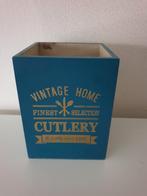 (M) Houten pollepel houder. Blauw. Vierkant. Hoogte 15 cm., Ophalen of Verzenden, Zo goed als nieuw