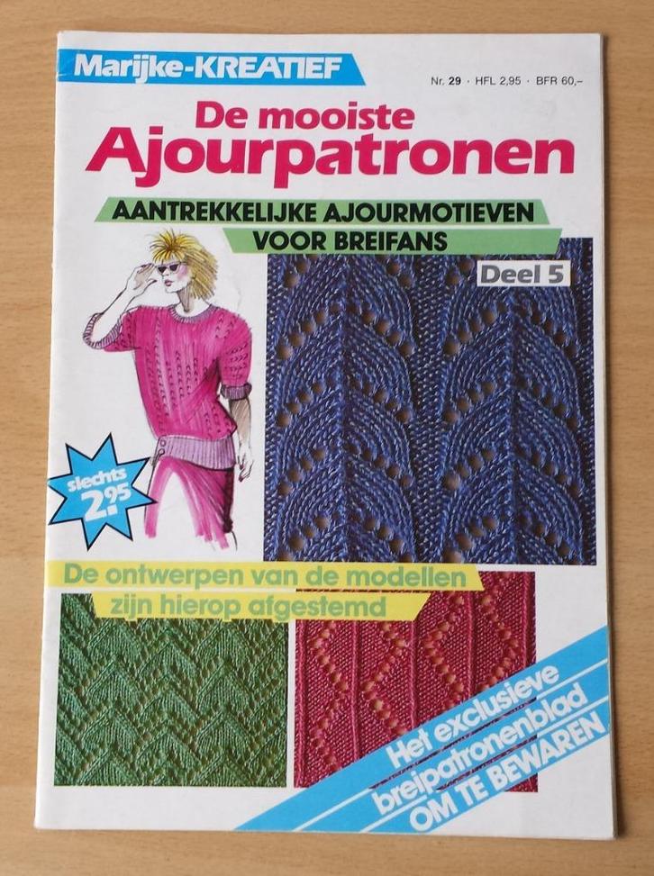 Breien - Marijke - De Mooiste Ajourpatronen - nr. 29 -1987, Hobby en Vrije tijd, Breien en Haken, Gebruikt, Breien, Patroon of Boek