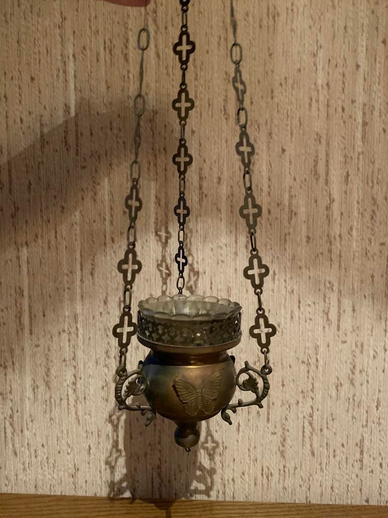 Antiek Koperen Godslampje, Antiek en Kunst, Antiek | Koper en Brons, Ophalen of Verzenden