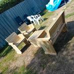 Tuinset grenen, Ophalen, 4 zitplaatsen, Bijzettafel, Nieuw