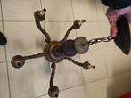 Vintage houten kroonluchter met 5 armen, Huis en Inrichting, Ophalen, Gebruikt, Hout