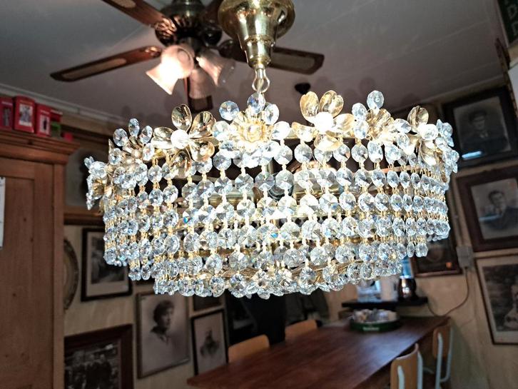 Kristallen hanglamp of lampen doorsnede van de lamp is 40 cm, Antiek en Kunst, Antiek | Lampen, Ophalen