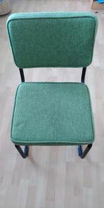 Mooie groene stoelen, stof, zwart metalen poten, 3 stuks, Ophalen, Gebruikt, Overige kleuren, Drie