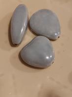 3 grote lichtgrijze parelmoer glaskralen, Verzenden, Nieuw, Kraal