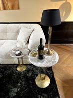 Luxe Bijzettafels met Marmeren Blad en Messing Onderstel, Ophalen, Overige materialen, 50 tot 100 cm, Rond
