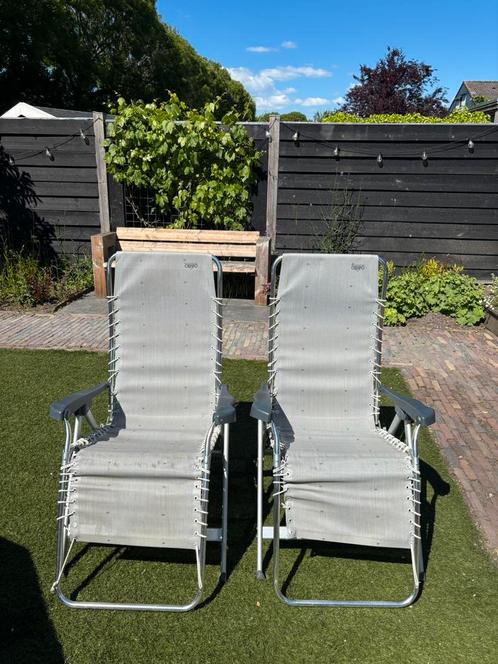 2x crespo ligstoelen, Tuin en Terras, Ligbedden, Gebruikt, Inklapbaar, Ophalen