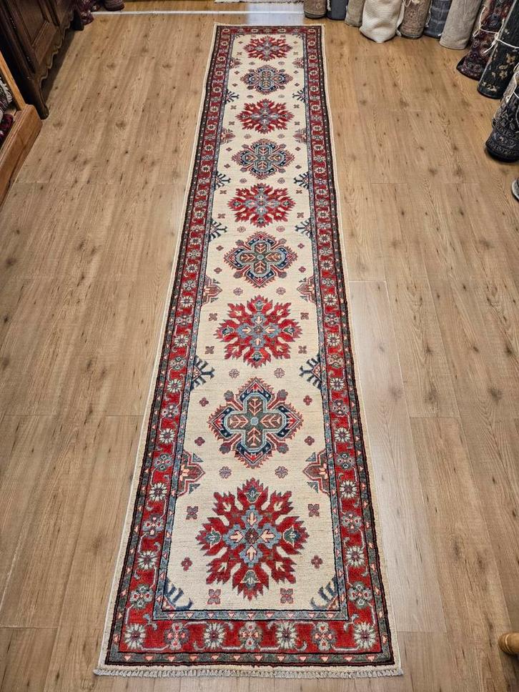 Handgeknoopt oosters tapijt loper kazak 402x80, Huis en Inrichting, Stoffering | Tapijten en Kleden, Nieuw, 50 tot 100 cm, 200 cm of meer