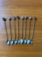 8 Vintage Verzilverde LEPELS met Edelsteen Latte IJs Dessert, Ophalen of Verzenden, Gebruikt, Overige materialen, Los bestek