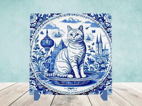Brits Korthaar Delfts Blauwe tegel incl houder, Huis en Inrichting, Woonaccessoires | Overige, Nieuw, Ophalen of Verzenden