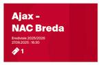 1 kaart Ajax - NAC Breda vak 413, Tickets en Kaartjes, Losse kaart, Eén persoon, September