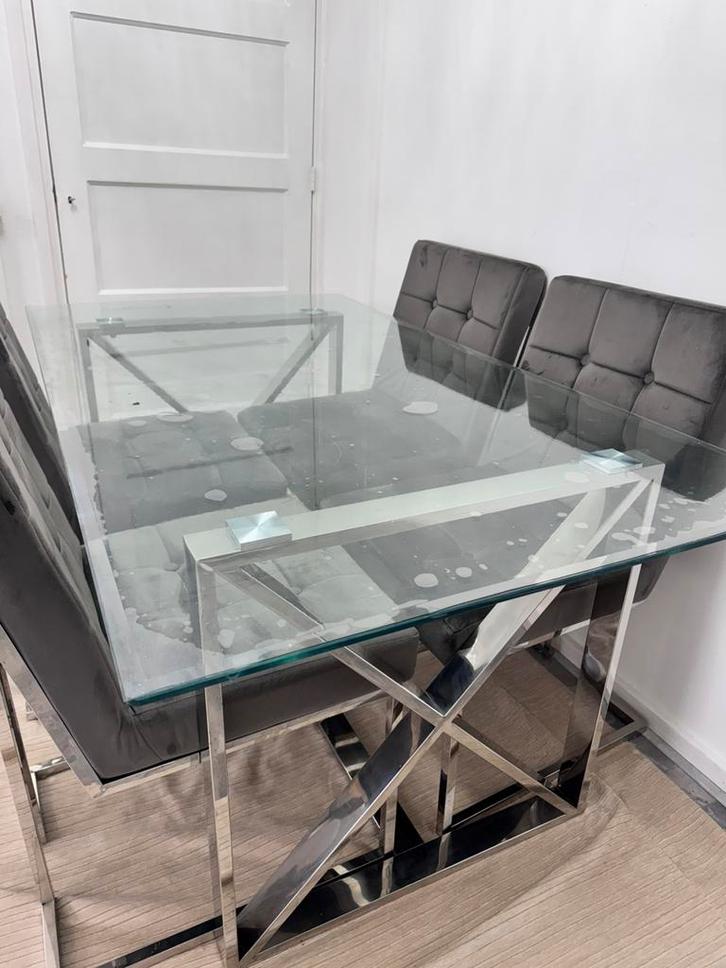 Luxe eettafel+stoelen, Huis en Inrichting, Tafels | Eettafels, Zo goed als nieuw, 50 tot 100 cm, Rechthoekig, Ophalen