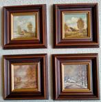 Vier jaar jaargetijden schilderijtjes, Antiek en Kunst, Kunst | Schilderijen | Klassiek, Ophalen of Verzenden