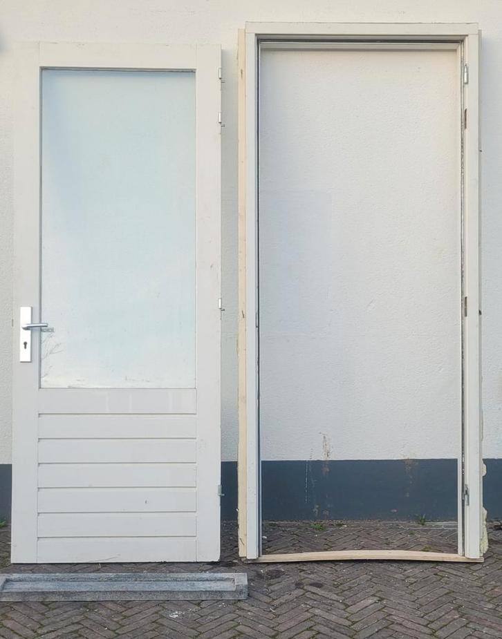 Hardhouten buitendeur / achterdeur inclusief kozijn, Doe-het-zelf en Verbouw, Kozijnen en Schuifpuien, Gebruikt, Ophalen