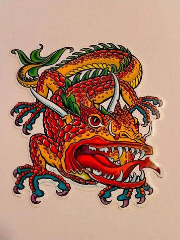 Vissen vis draak monster Gothic vintage logo sticker RARE  beschikbaar voor biedingen