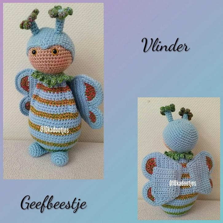 Nieuwe zelfgehaakte knuffels. Geefbeestje. Vlinder., Hobby en Vrije tijd, Breien en Haken, Zo goed als nieuw, Haken, Overige typen