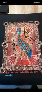 Aboriginal Art Doek - Jabiru en Dansers, Antiek en Kunst, Kunst | Niet-Westerse kunst, Ophalen of Verzenden