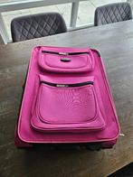 Kleine stoffen reiskoffer kleur roze, Sieraden, Tassen en Uiterlijk, Koffers, Ophalen, Uitschuifbare handgreep, Gebruikt, 50 tot 60 cm