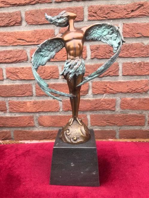 bronzen kwaliteitsbeeld, ICARUS, dubbel gepatineerd, Antiek en Kunst, Kunst | Beelden en Houtsnijwerken, Ophalen of Verzenden