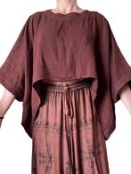 Hippie top, flowy bohemian shirt, Natuurlijke stof, boho, Ophalen of Verzenden, Nieuw, Bruin, Korte mouw