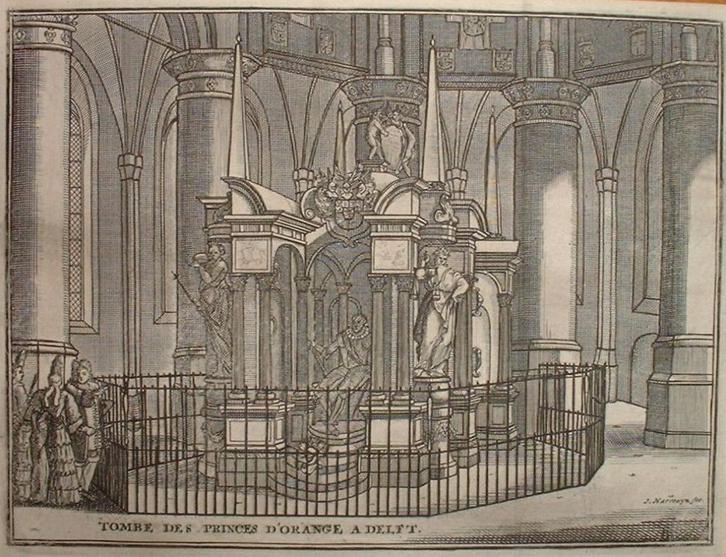 Gravure Tombe van Willem van Oranje. Delft J.Harrewijn.1720, Antiek en Kunst, Kunst | Etsen en Gravures, Ophalen of Verzenden