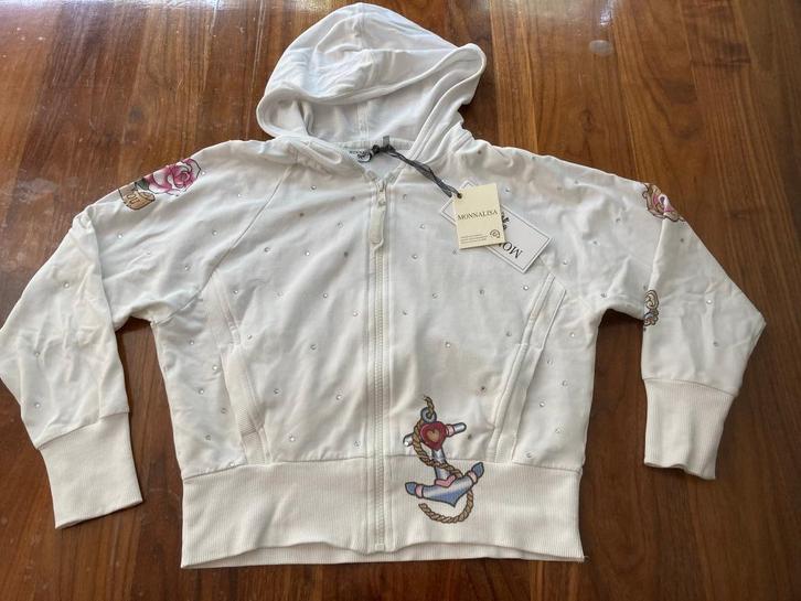 Monnalisa wit sweatvest vest tattoo met glitters maat 152, Kinderen en Baby's, Kinderkleding | Maat 152, Gebruikt, Meisje, Trui of Vest