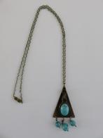 ANTIEKE HANGER MET STENEN TURQUOISE ZGAN, Blauw, Ophalen of Verzenden, Zo goed als nieuw, Steen of Mineraal