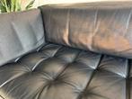 Zwarte leren 3-persoons bank, Huis en Inrichting, Banken | Bankstellen, Driepersoons, Ophalen of Verzenden, Zo goed als nieuw