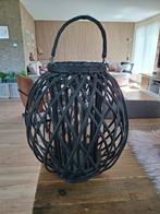 Zwarte rieten vaas met glaspot erin, Ophalen, Zo goed als nieuw, Hout, 25 tot 50 cm