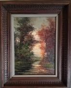 Klein olieverf schilderij op doek met bosgezicht,Ernens, Antiek en Kunst, Kunst | Schilderijen | Klassiek, Ophalen of Verzenden