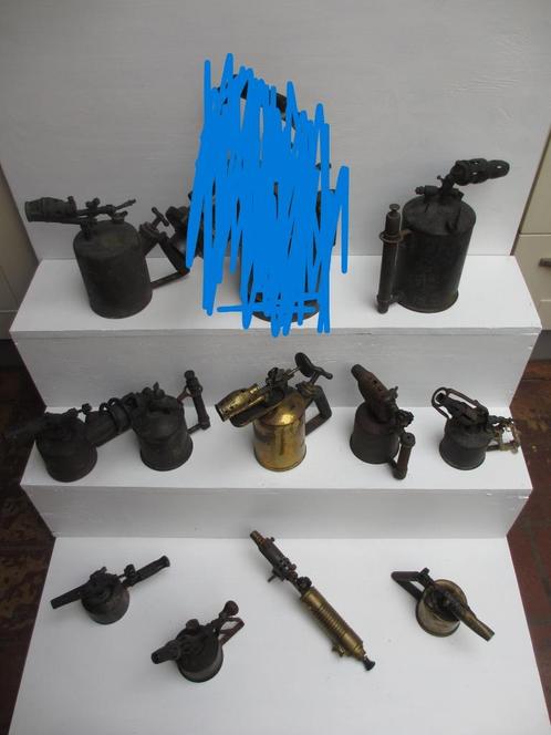 verzameling antieke koperen branders verschillende merken, Antiek en Kunst, Antiek | Gereedschap en Instrumenten, Ophalen of Verzenden
