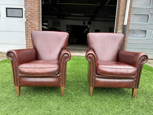 Muylaert classic Schaapsleren fauteuils/stoelen, Huis en Inrichting, Stoelen, Zo goed als nieuw, Twee, Hout, Leer, Stof, Ophalen