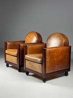 Schapenleren clubfauteuils Art Deco leder
