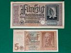 5 en 50 Reichsmark Duitsland WWII set, Ophalen of Verzenden, Duitsland, Setje