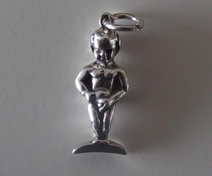 ZILVEREN HANGER: MANNEKE PIS (BRUSSEL), Sieraden, Tassen en Uiterlijk, Antieke sieraden, Hanger, Zilver, Verzenden