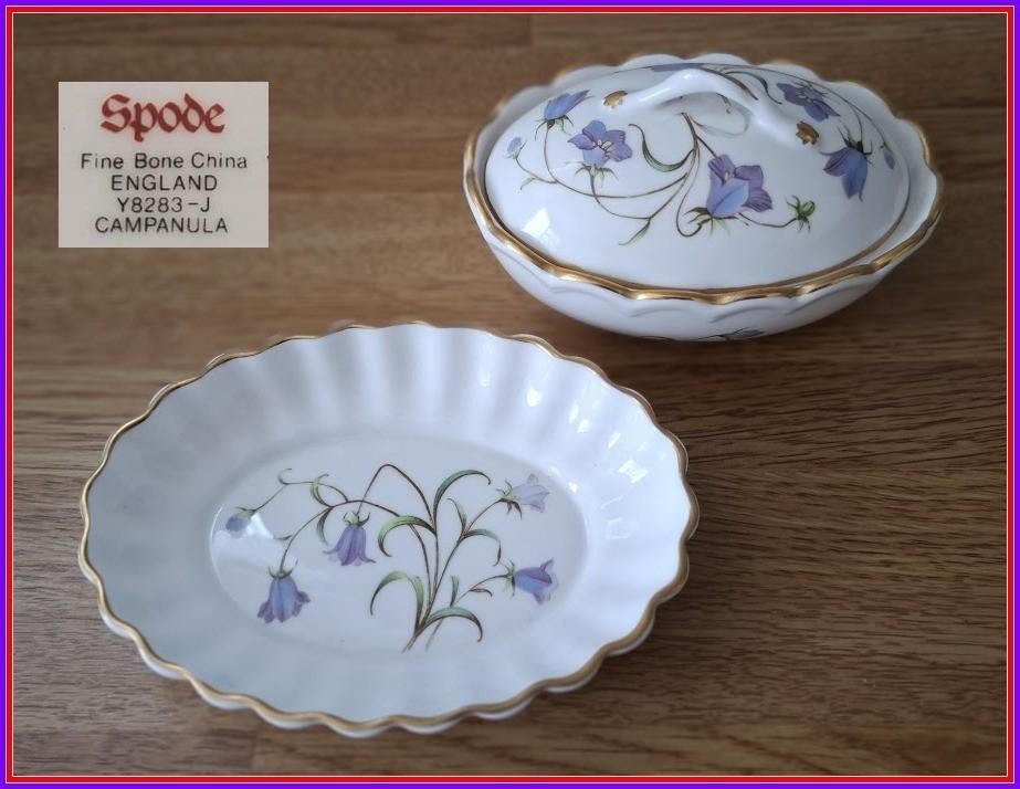 OPBERGBAKJE + SCHAALTJE "Campanula" Spode Porselein, Huis en Inrichting, Keuken | Servies, Zo goed als nieuw, Overige typen, Overige stijlen