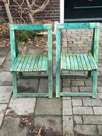 Vintage klapstoelen Aldo Jacober ‘Trieste’ groen set/2, Gebruikt, Overige kleuren, Vintage, Ophalen of Verzenden