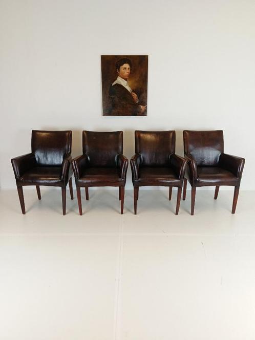 Prachtige schapenleren eetkamerstoelen (set van 4 stoelen), Antiek en Kunst, Antiek | Meubels | Stoelen en Banken, Ophalen